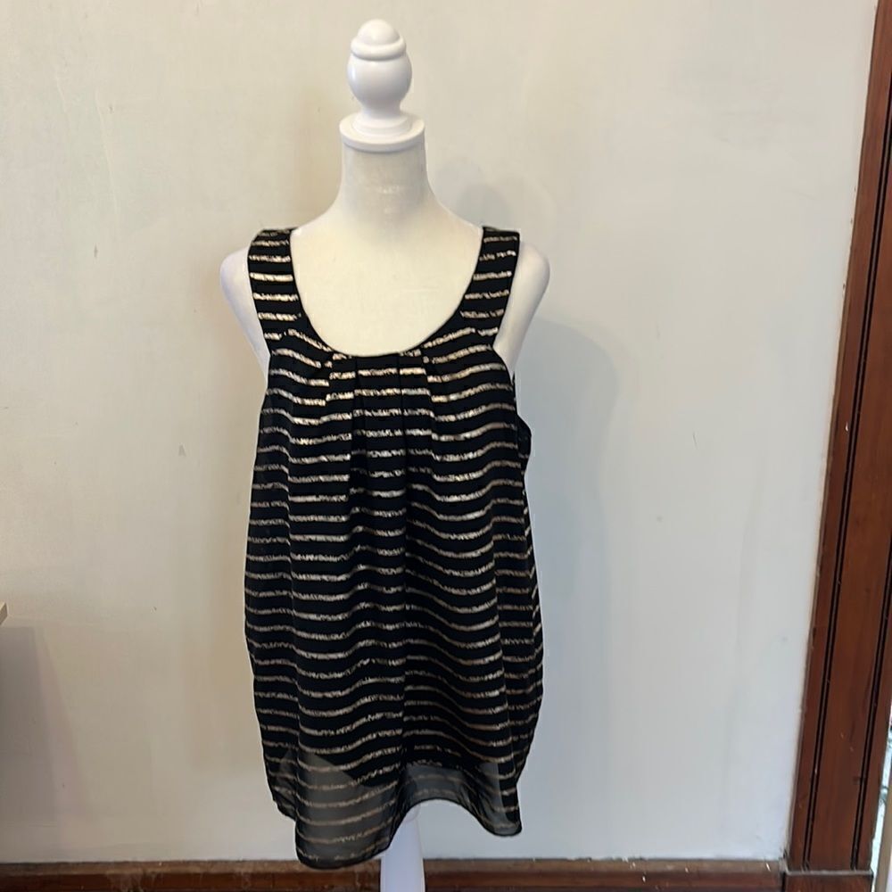 ALYX black sleeveless top with gold horizontal stripe Size L